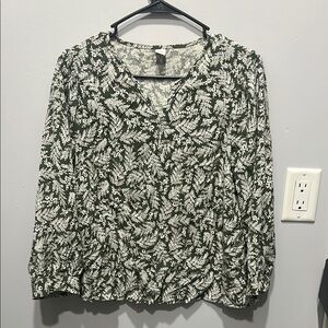 Old Navy Black and White Ruffled Blouse